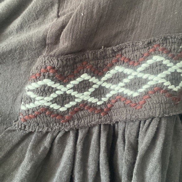 Free People Flowy Indie Sleaze Black Crop Top Embroidered Western Boho - Picture 8 of 12